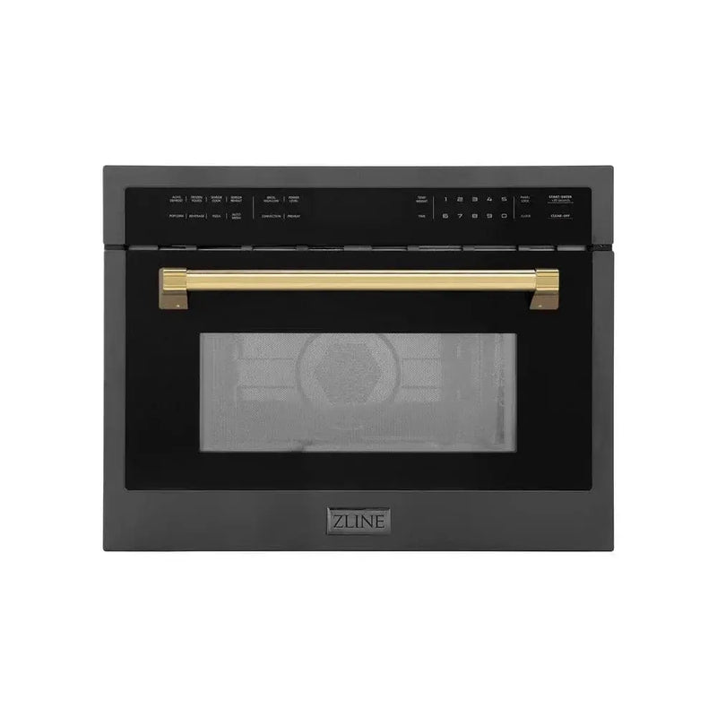 ZLINE 24" Convection Microwave, Black Stainless, Gold MWOZ-24-BS-G by Farmhouse Kitchen and Bath