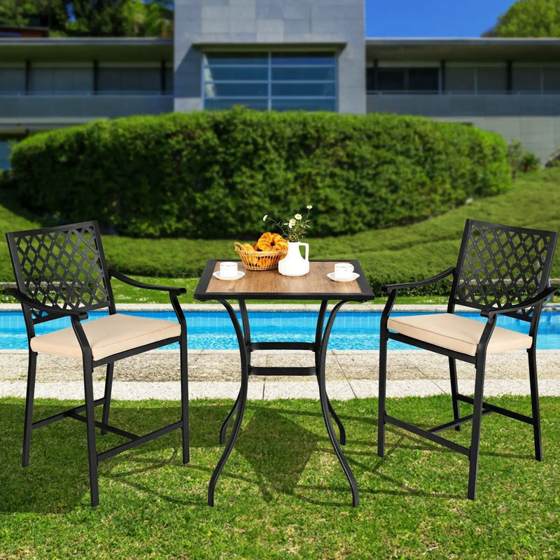 2 Pieces Patio Bar Stool with Height Cushion and Armrest by DirectDeals