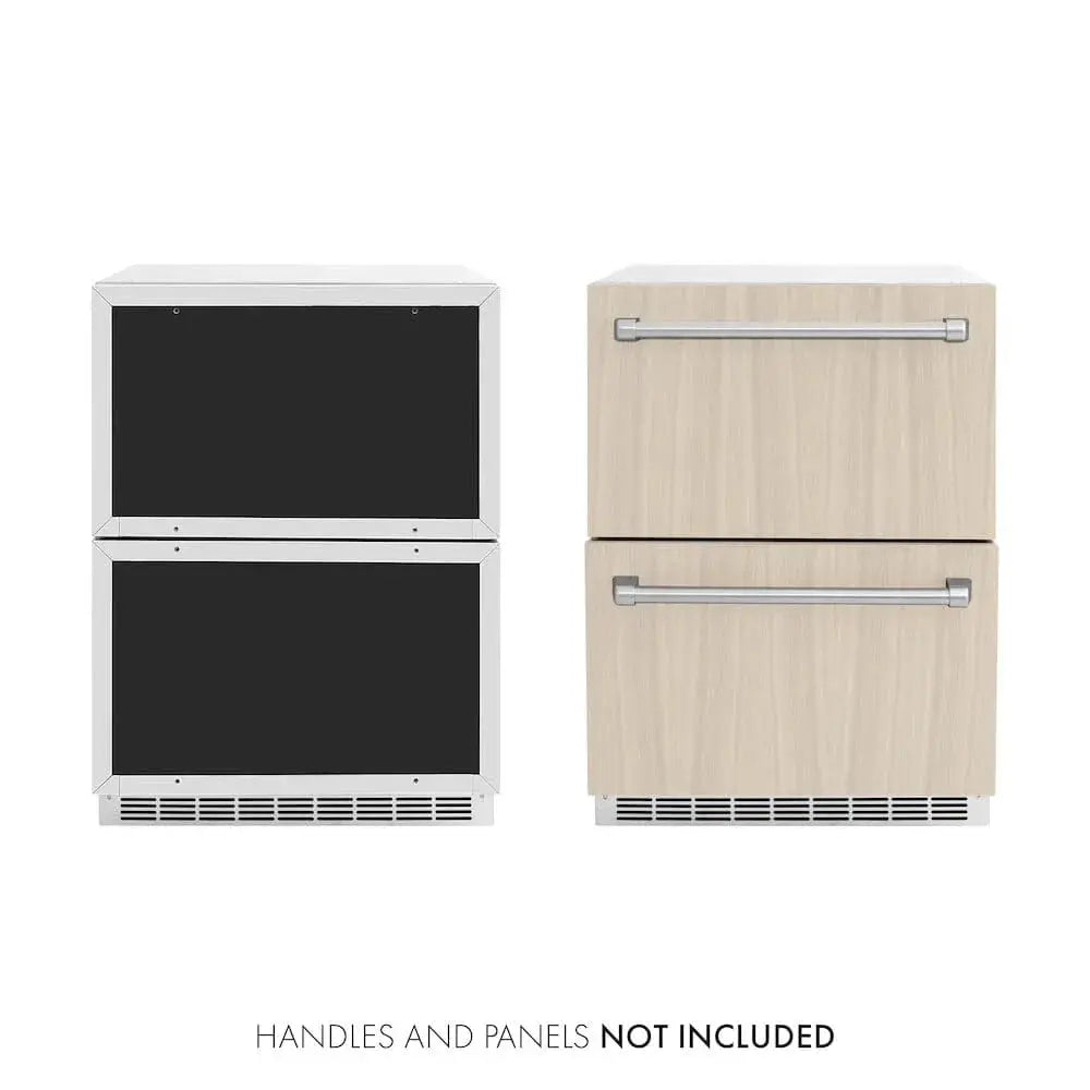 ZLINE 24" Touchstone 168 Can Outdoor-Rated Dual Refrigerator Drawer, Panel Ready, RDSPO-24 by Farmhouse Kitchen and Bath
