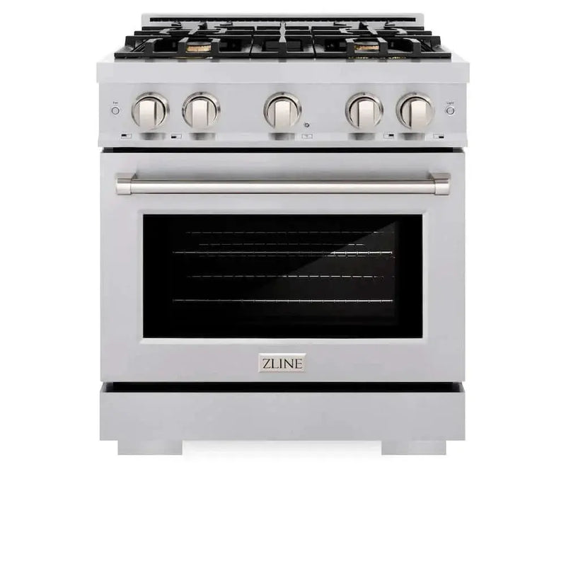 ZLINE 30" Select Dual Fuel Range Gas Cooktop Electric Convection Oven Stainless Steel Brass Burners HDR-BR-30 by Farmhouse Kitchen and Bath