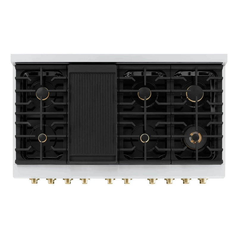 ZLINE 48"Paramount Dual Fuel Range Black Matte Gold SDRZ-BLM-48-G by Farmhouse Kitchen and Bath
