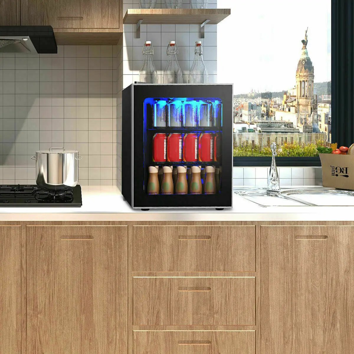 60 Can Beverage Mini Refrigerator with Glass Door by DirectDeals