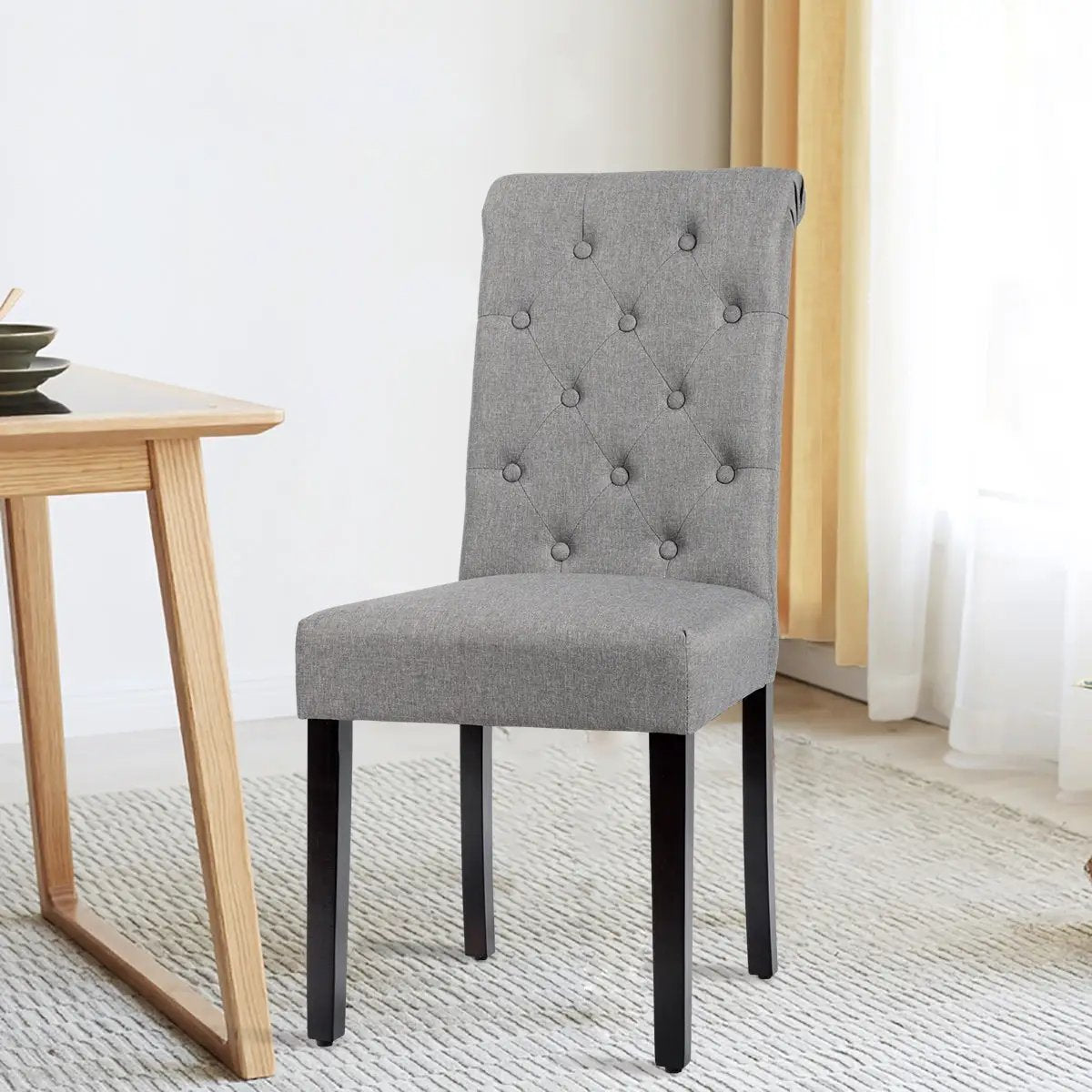 2 Pieces Tufted Dining Chair Set with Adjustable Anti-Slip Foot Pads by DirectDeals