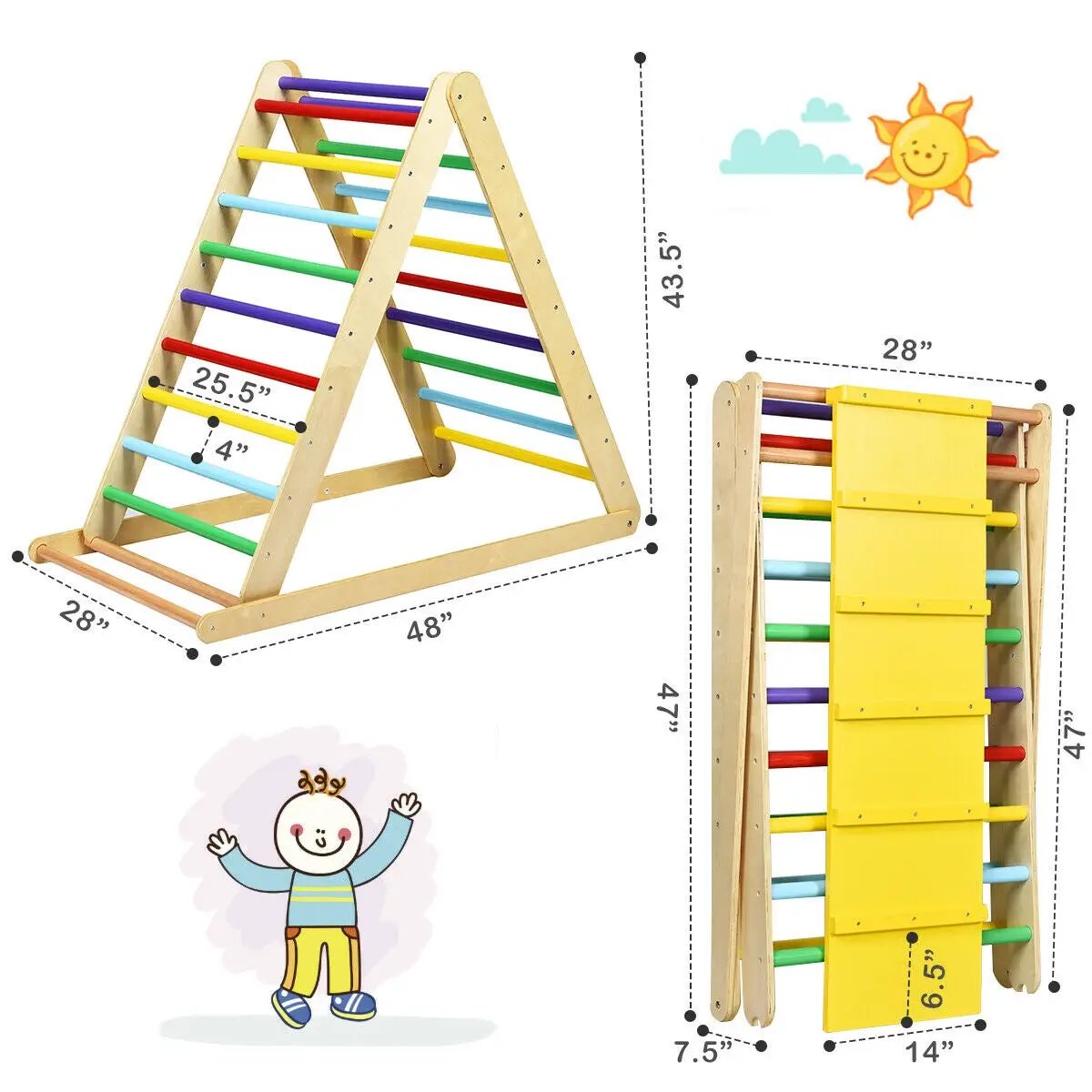 Foldable Wooden Climbing Triangle Indoor, photo 4 of 9