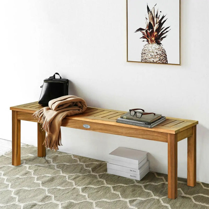 52 Inch Outdoor Acacia Wood Dining Bench Chair by DirectDeals