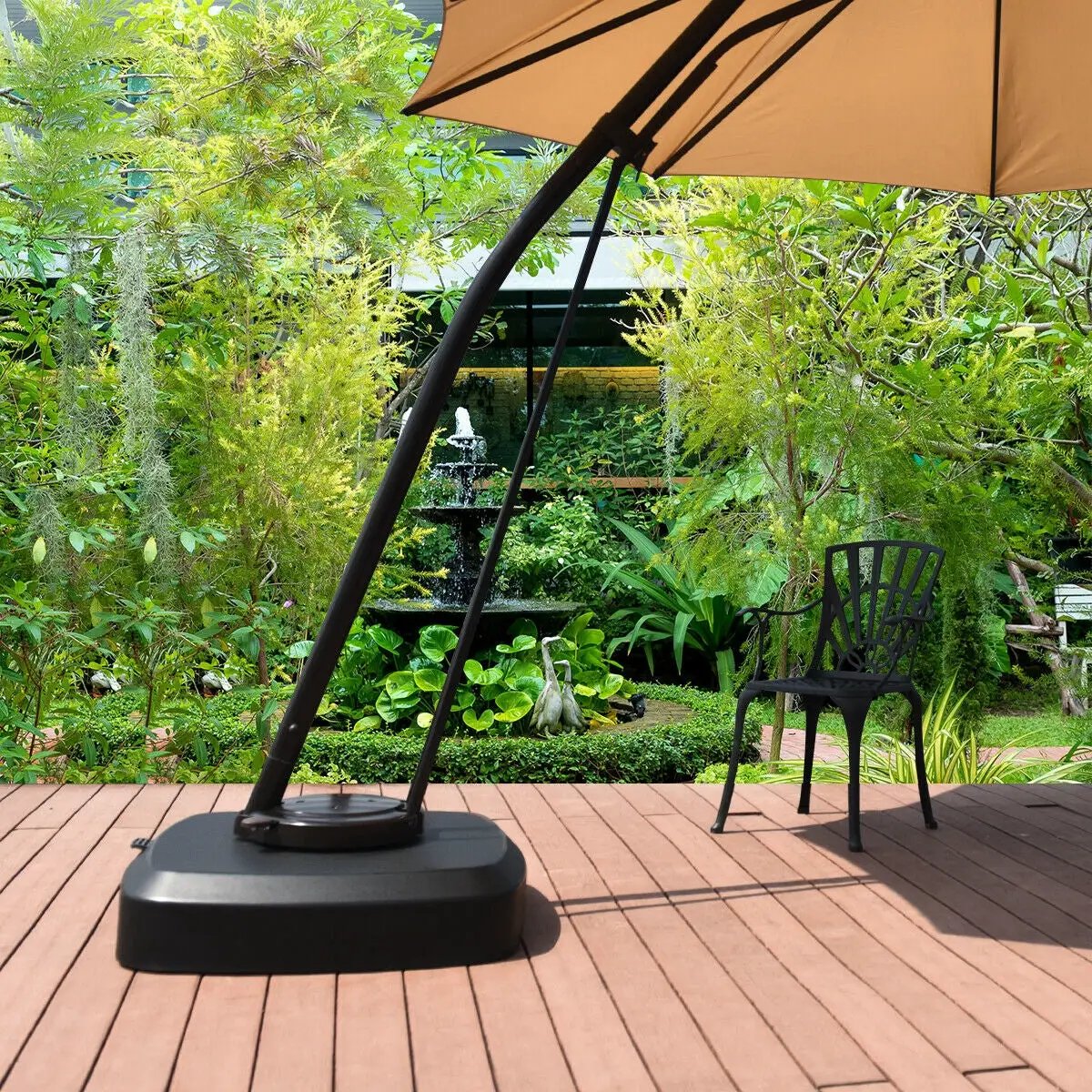 Patio Cantilever Offset Umbrella Base with Wheels for Garden Poolside Deck by DirectDeals
