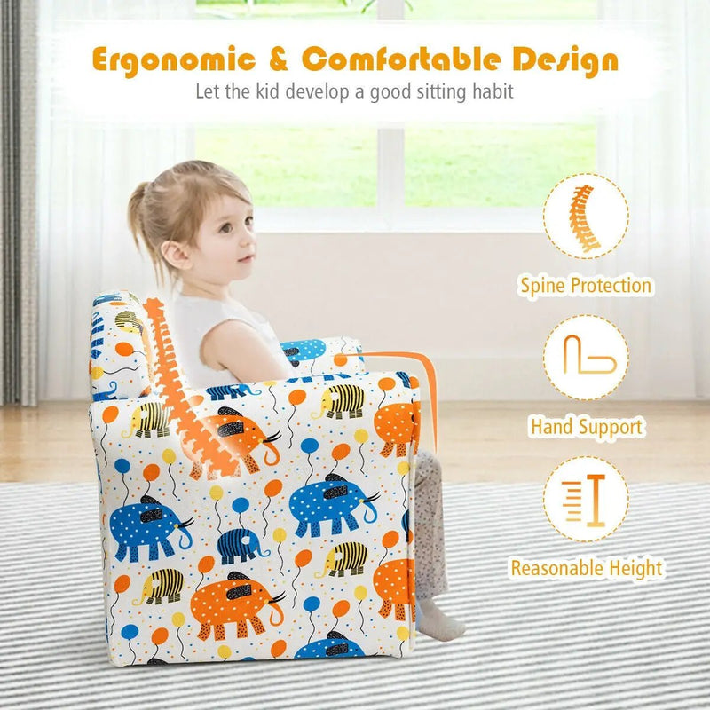 Kids Elephant Upholstered Sofa with Armrest by DirectDeals