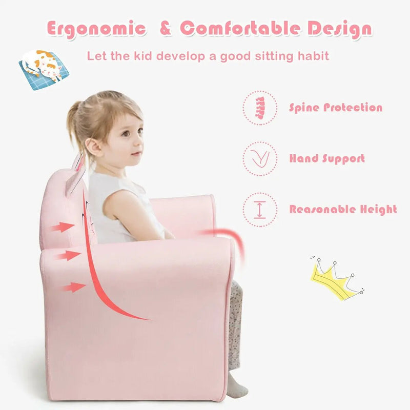 Kids Upholstered Cat Armrest Couch Sofa with Linen Fabric by DirectDeals