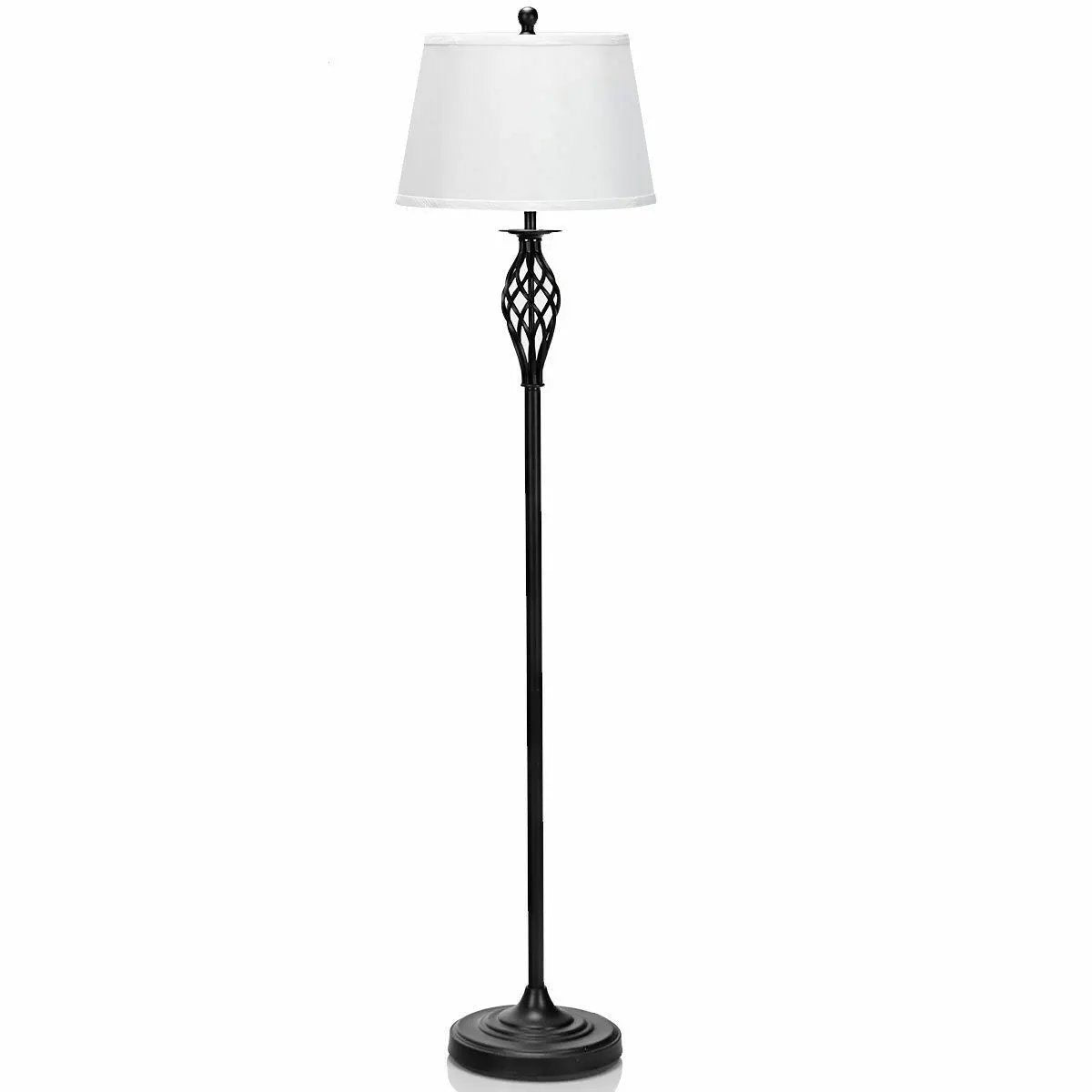 2 Table Lamps 1 Floor Lamp Set with Fabric Shades by DirectDeals