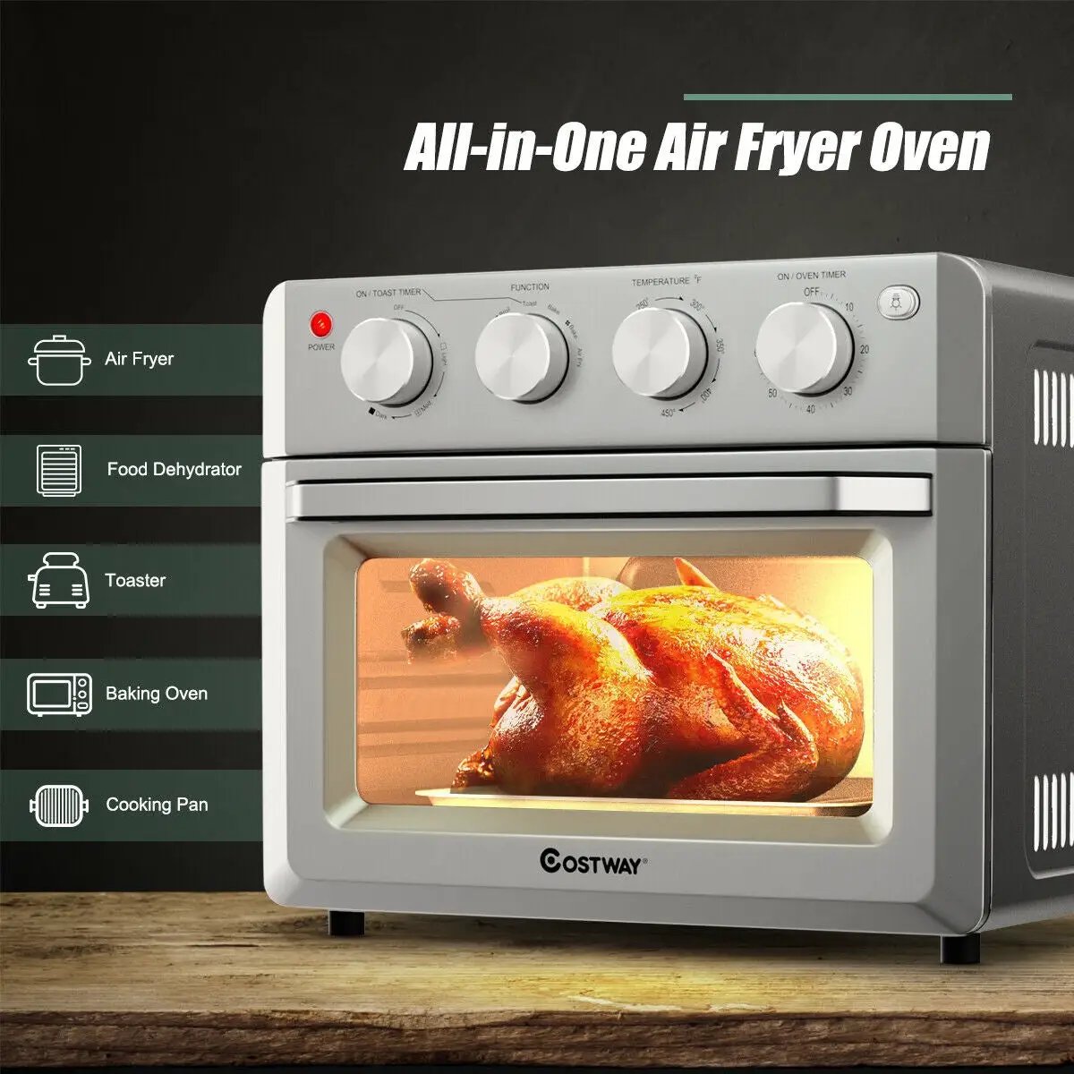 Dehydrate Convection Air Fryer Toaster Oven with 5 Accessories by DirectDeals