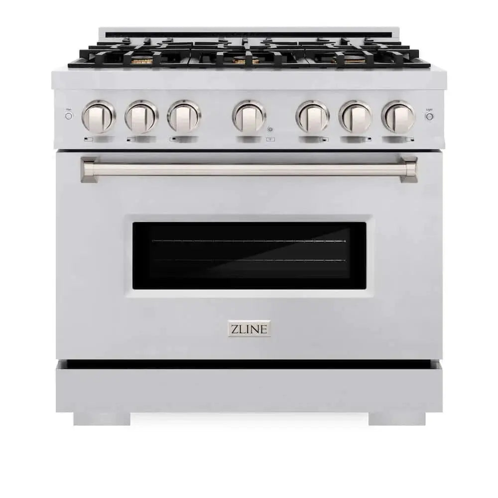 ZLINE 36" Classic Gas Range, Convection Gas Oven, Stainless Steel, Brass Burners, CGR-BR-36 by Farmhouse Kitchen and Bath