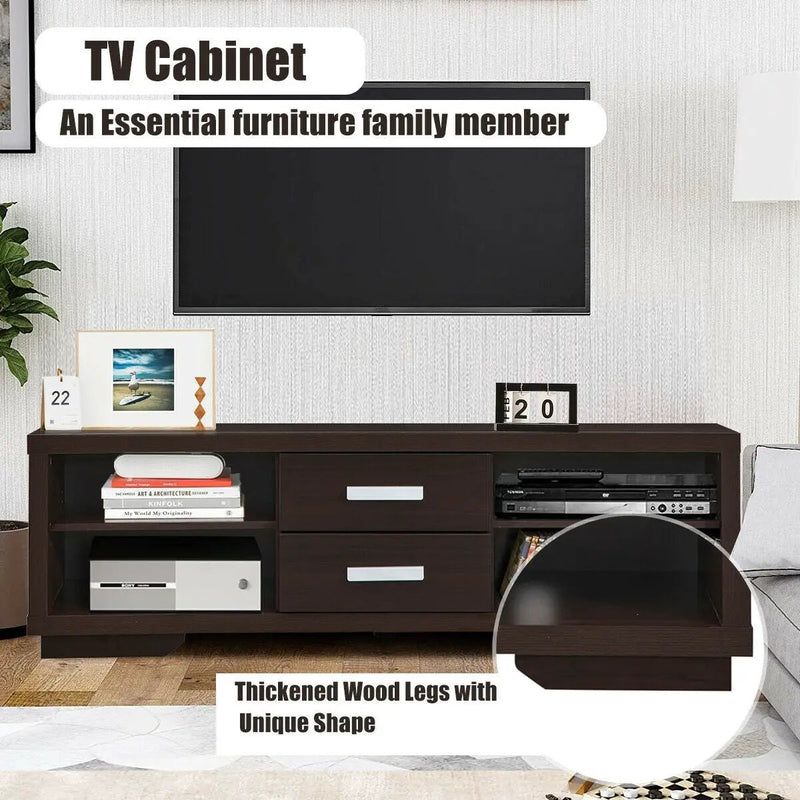 Modern TV Stand Entertainment Center with 2 Drawers and 4 Open Shelves by DirectDeals