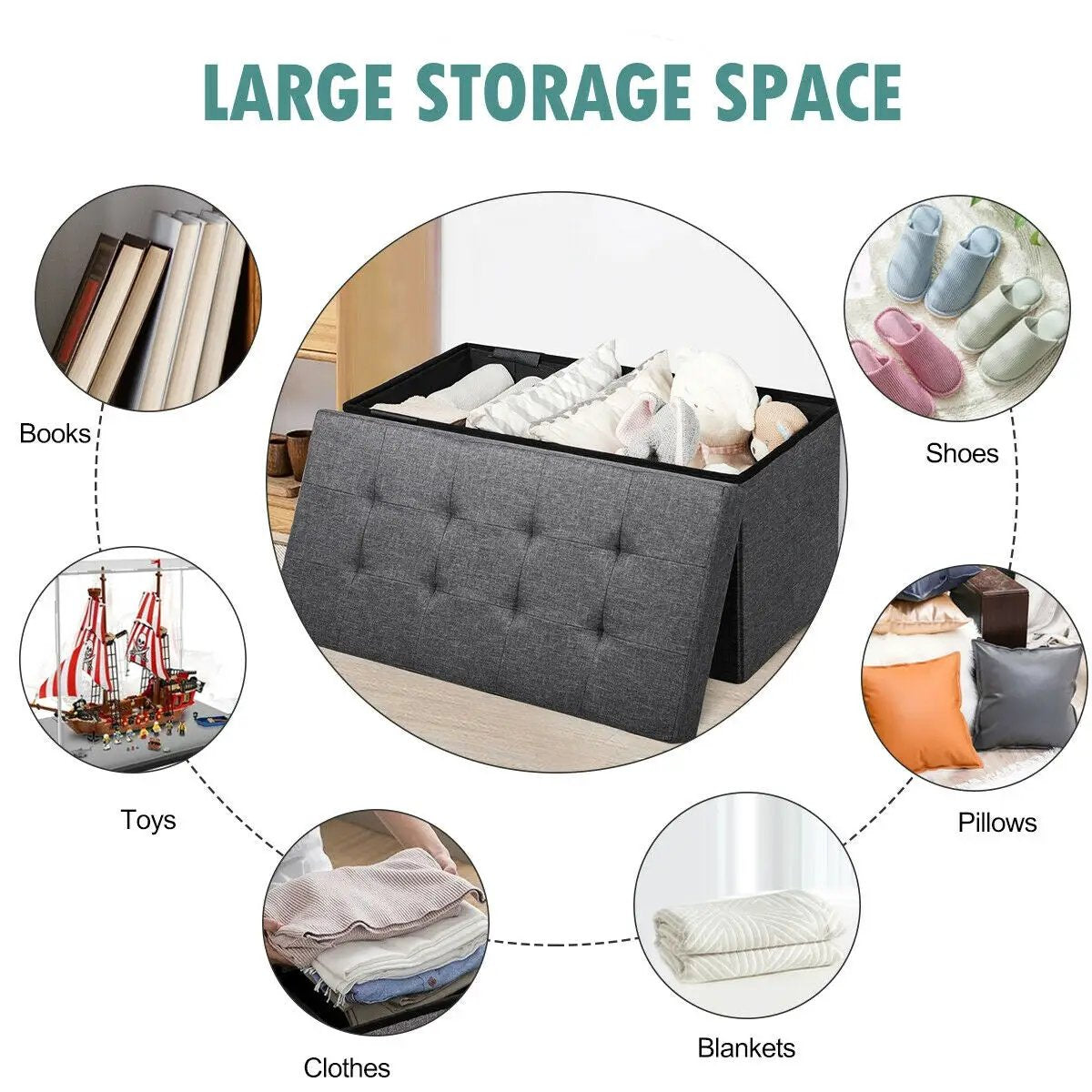 31.5 Inch Fabric Foldable Storage with Removable Storage Bin, photo 8 of 9