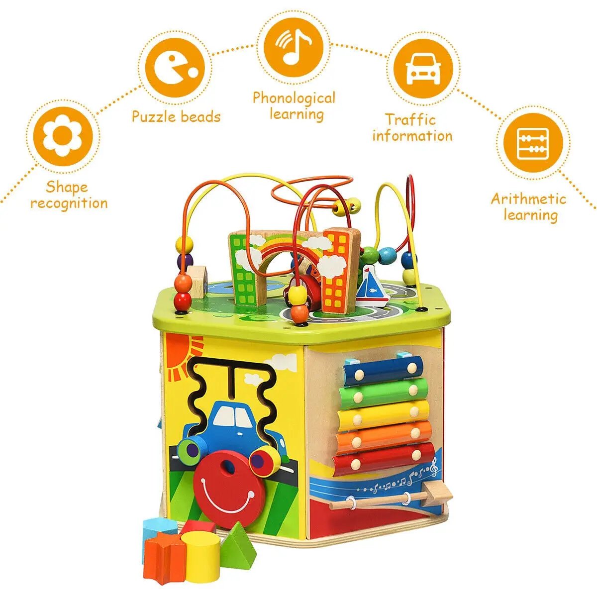 7-in-1 Wooden Activity Cube Toy by DirectDeals