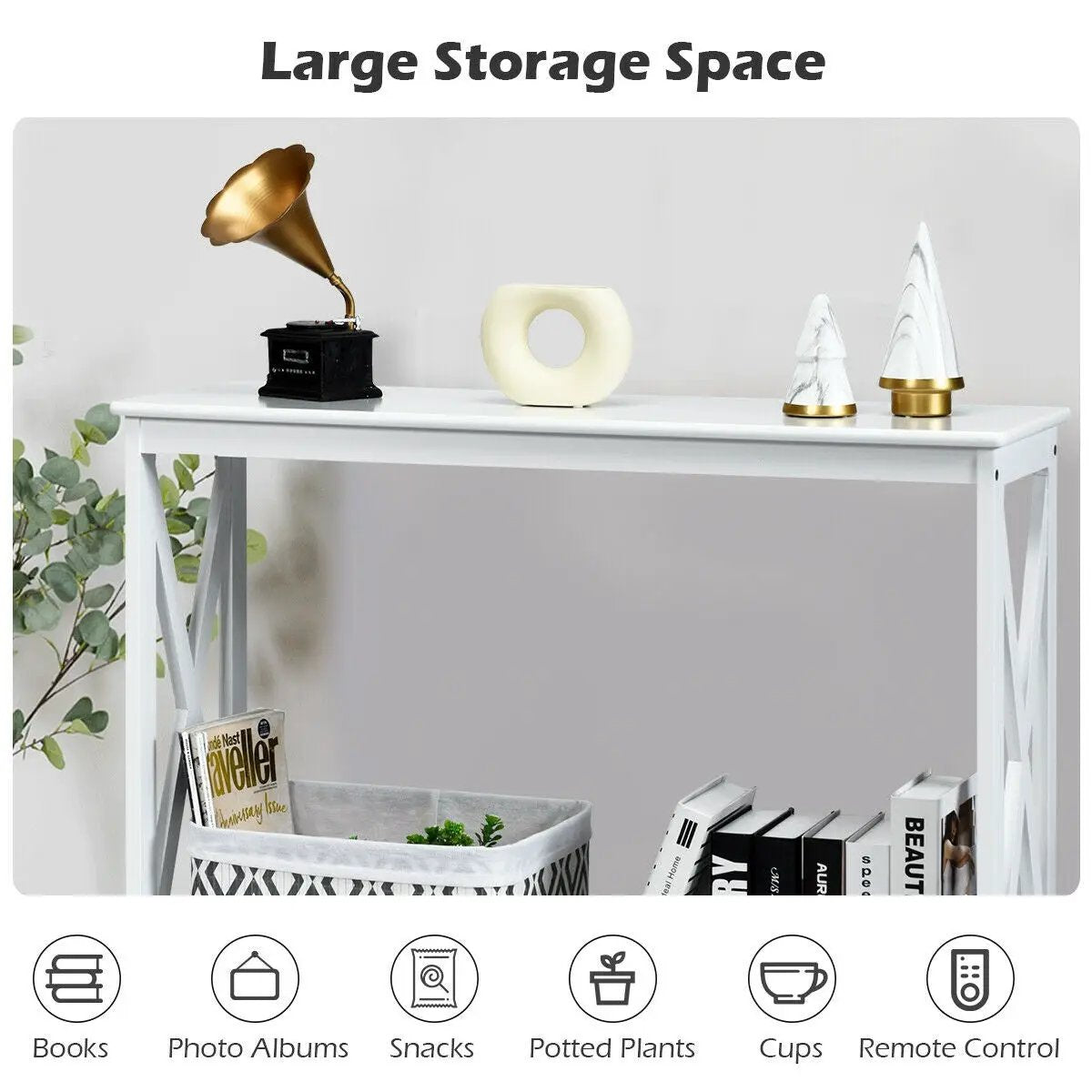 2-Tier Console X-Design Sofa Side Accent Table, photo 6 of 11