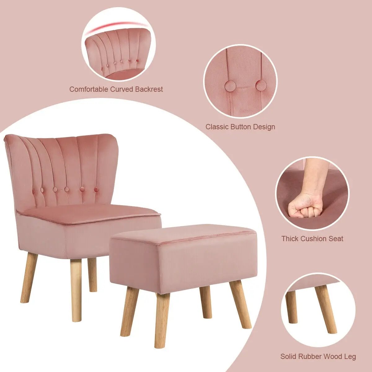 Modern Accent Chair Ottoman Set with Footstool, photo 14 of 24