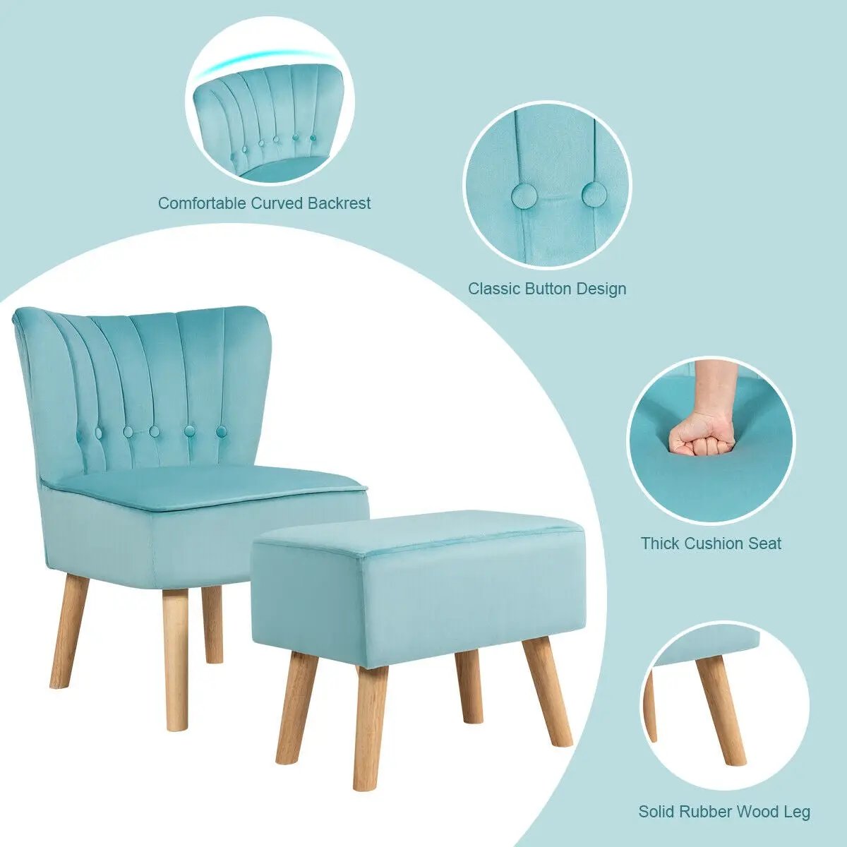 Modern Accent Chair Ottoman Set with Footstool, photo 13 of 24