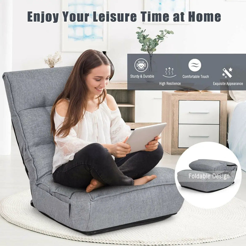 4-Position Adjustable Floor Chair Folding Lazy Sofa by DirectDeals