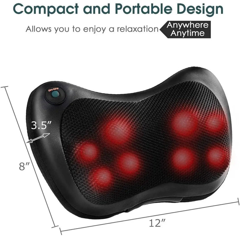 Shiatsu Pillow Massager with Heat Deep Kneading for Shoulder Neck and Back by DirectDeals