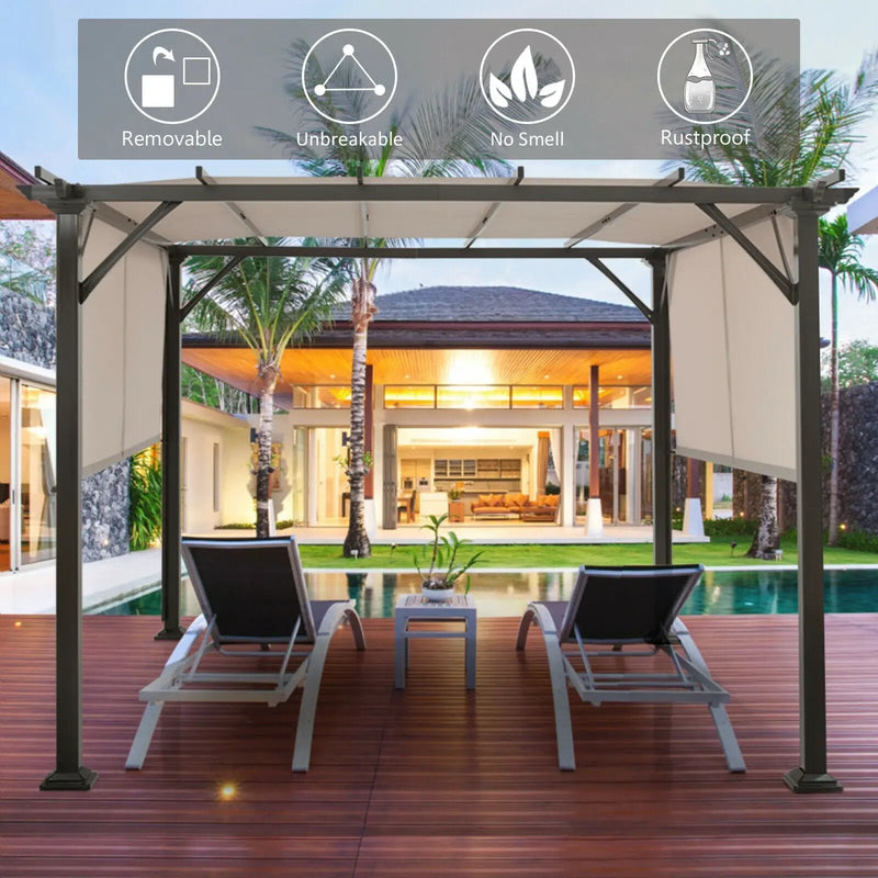 16' x 8' 2Pcs Universal Replacement Canopy for Pergola Structure Sun Awning-Brown by DirectDeals