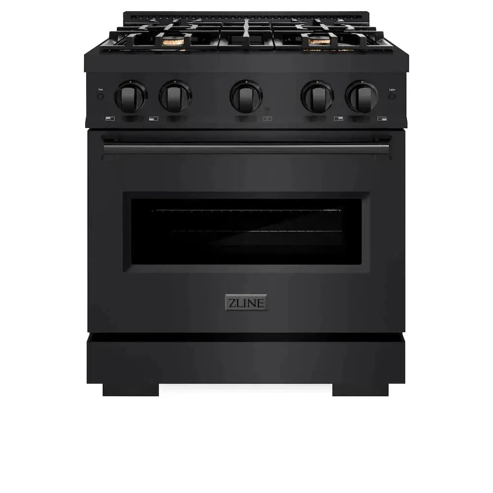 ZLINE 30" Classic Gas Range, Convection Gas Oven Black Stainless Steel Brass Burners, CGRB-BR-30 by Farmhouse Kitchen and Bath