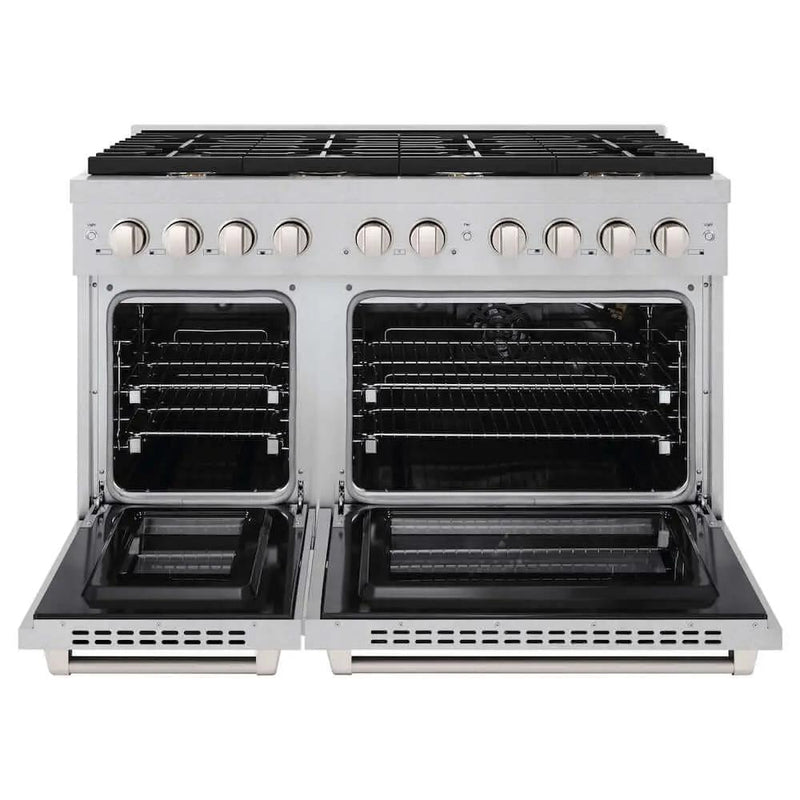 ZLINE 48"Gas Range, Convection Gas Oven , DuraSnow® Brass Burners, SGRS-BR-48 by Farmhouse Kitchen and Bath