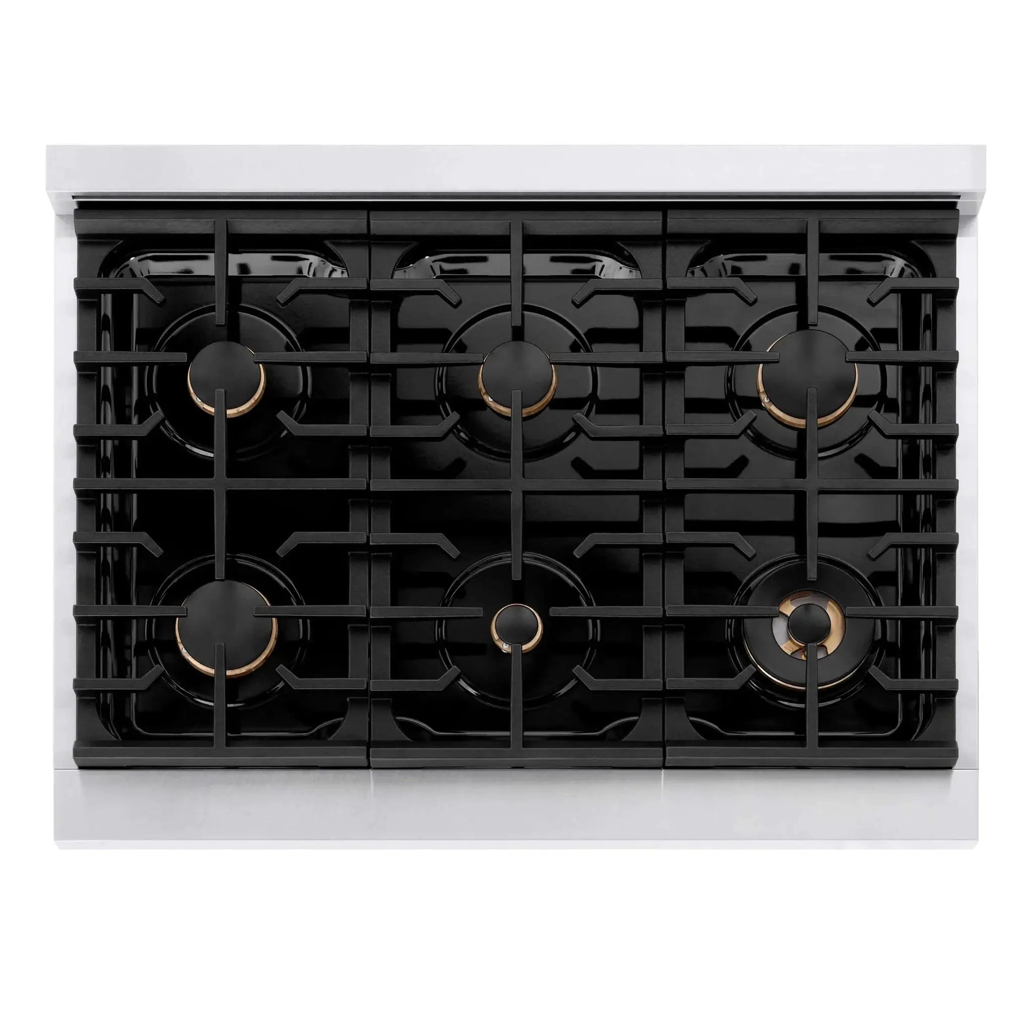 ZLINE 36"Paramount Dual Fuel Range DuraSnow® White Matte, Matte Black SDRSZ-WM-36-MB by Farmhouse Kitchen and Bath