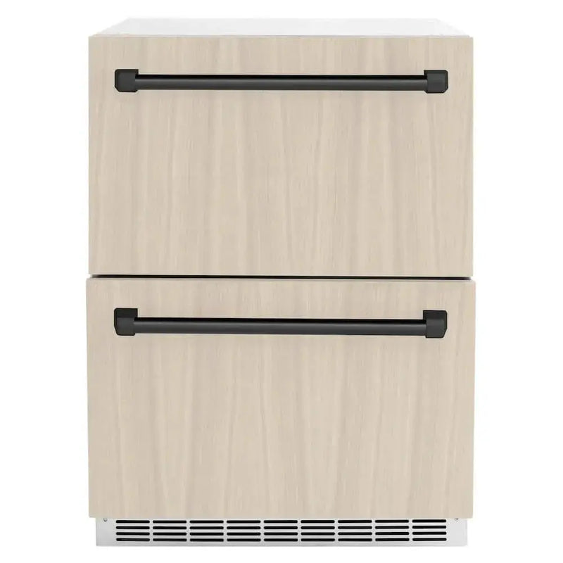 ZLINE 24" Touchstone 168 Can Outdoor-Rated Dual Refrigerator Drawer, Panel Matte Black, RDSPOZ-24-MB by Farmhouse Kitchen and Bath