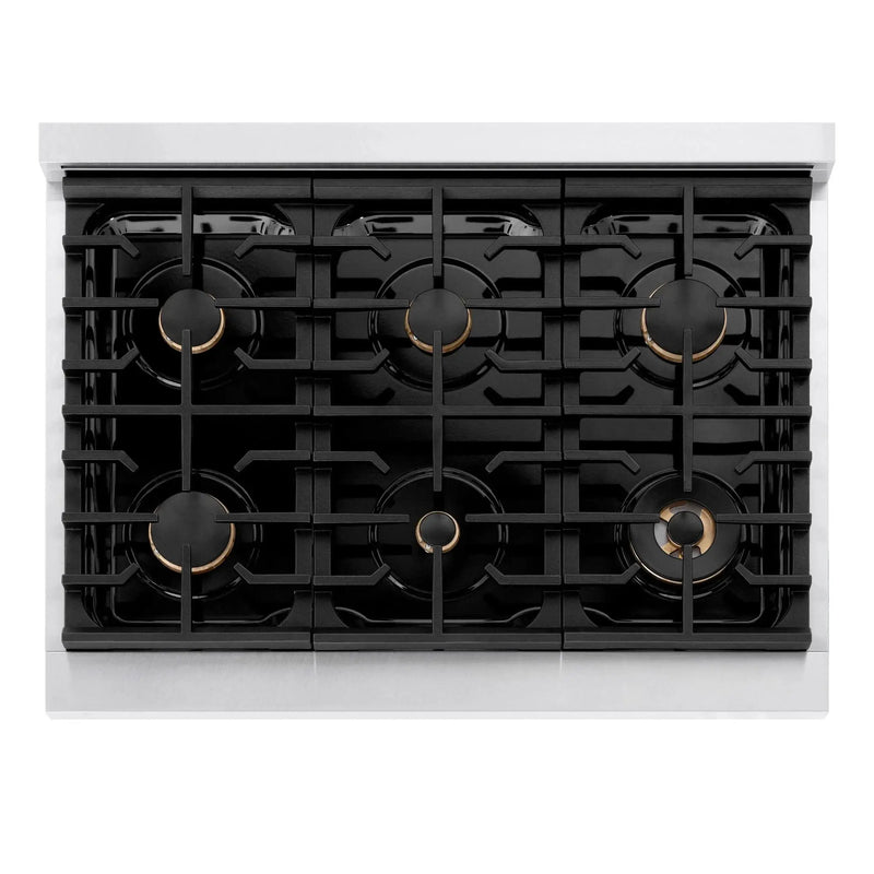 ZLINE 36"Paramount Dual Fuel Range DuraSnow® Matte Black SDRSZ-36-MB by Farmhouse Kitchen and Bath