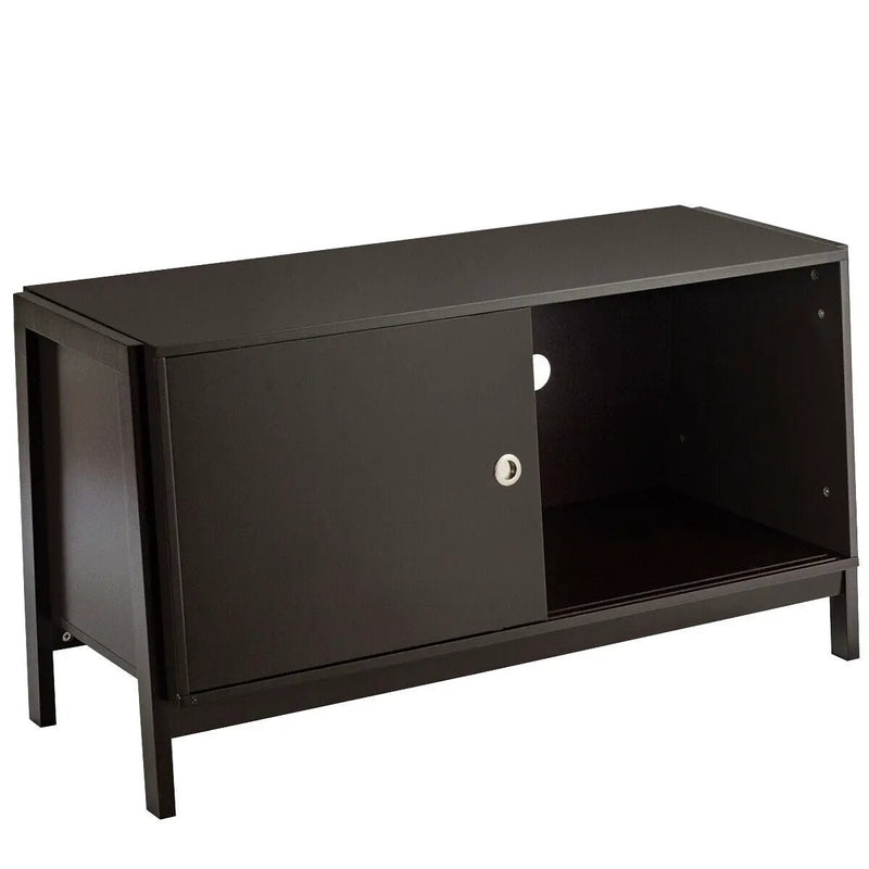 TV Stand Modern Entertainment Cabinet with Sliding Doors-Dark Brown by DirectDeals