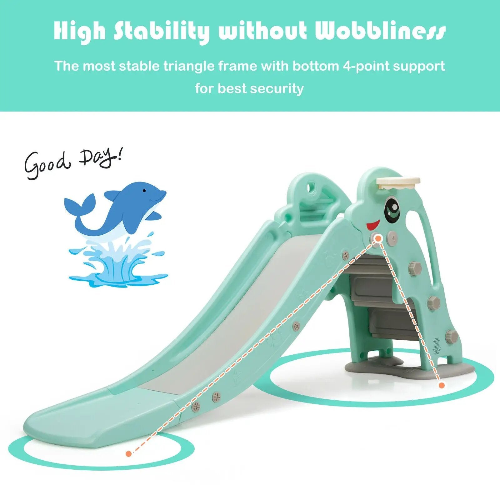 3-in-1 Kids Climber Slide Play Set with Basketball Hoop and Ball by DirectDeals