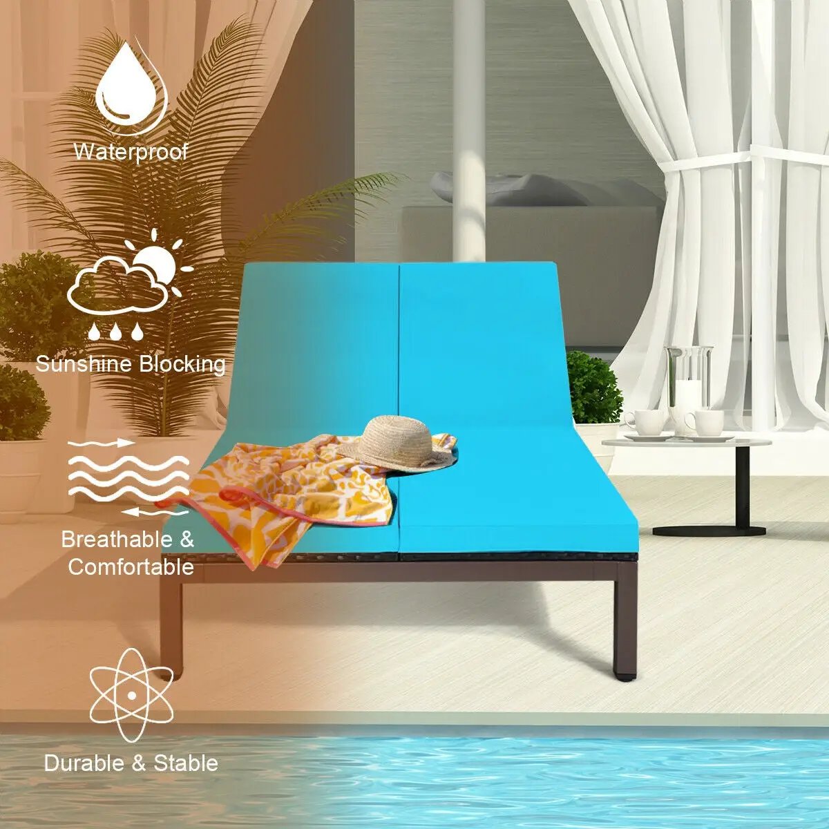 2-Person Patio Rattan Lounge Chair with Adjustable Backrest by DirectDeals