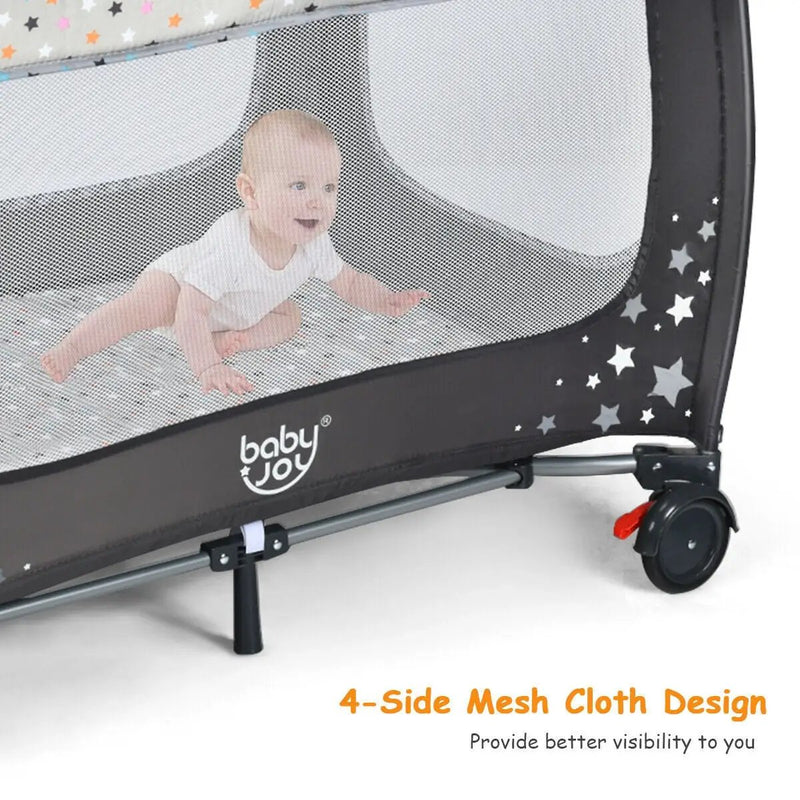 Portable Baby Playpen with Mattress Foldable Design by DirectDeals