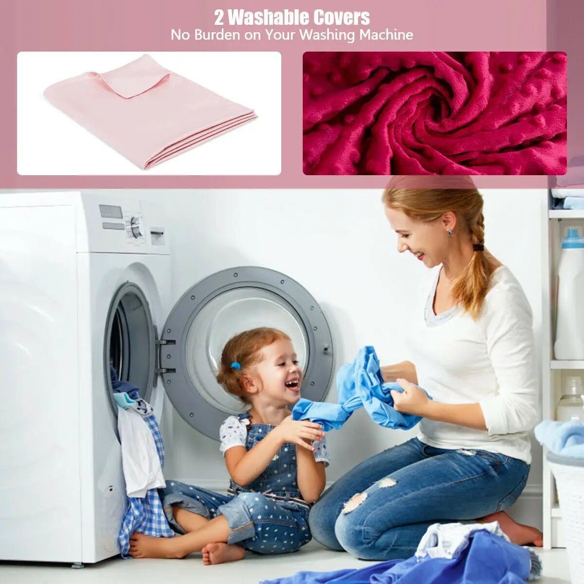 10lbs 3 Pieces Heavy Weighted Duvet Blanket-Pink by DirectDeals