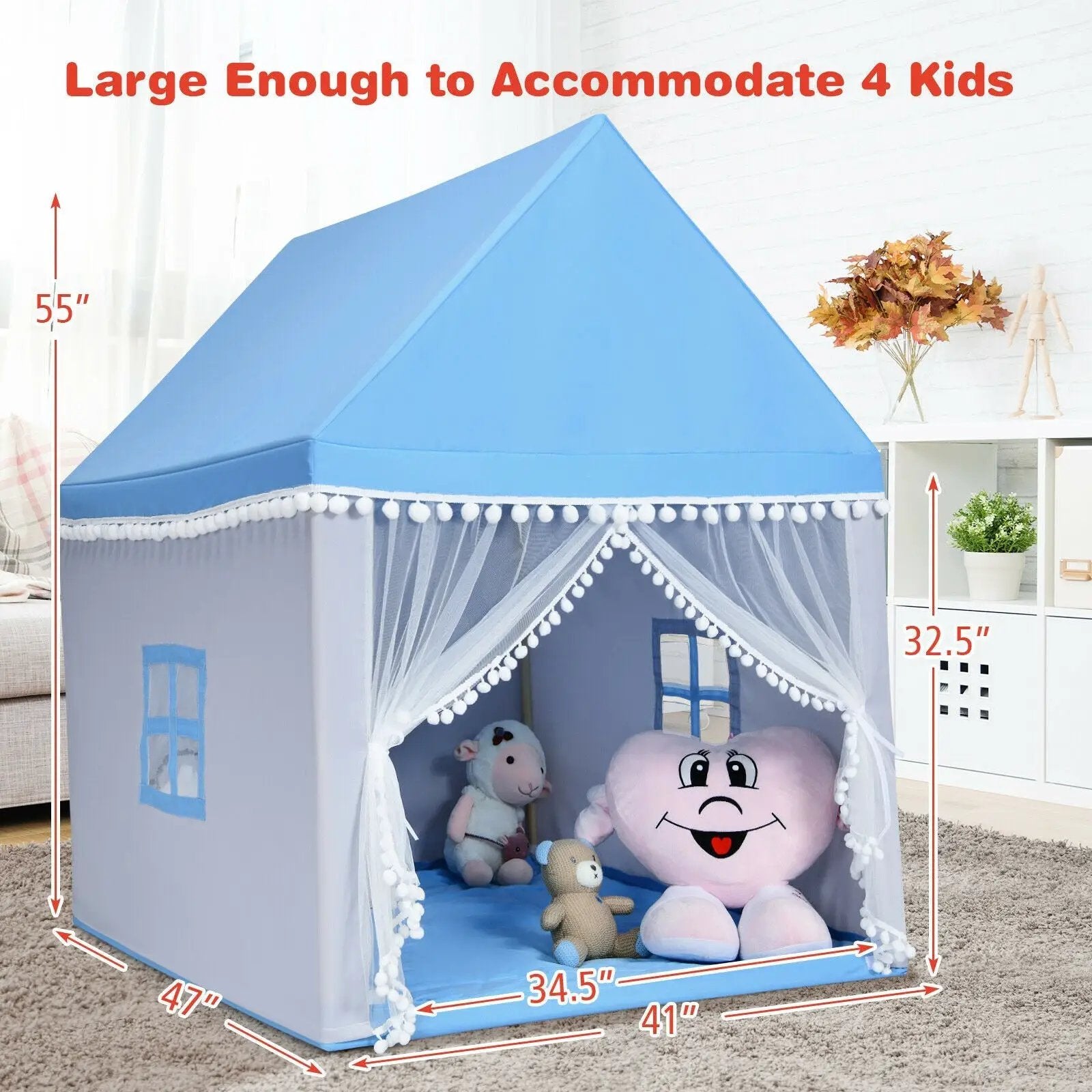Kids Play Tent Large Playhouse Children Play Castle Fairy Tent Gift with Mat by DirectDeals