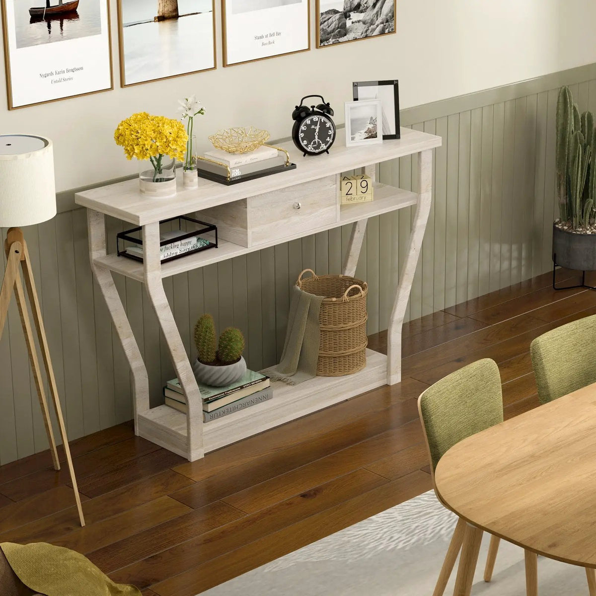 Curved Frame Modern Console Table with Storage Drawer for Entryway, photo 8 of 10