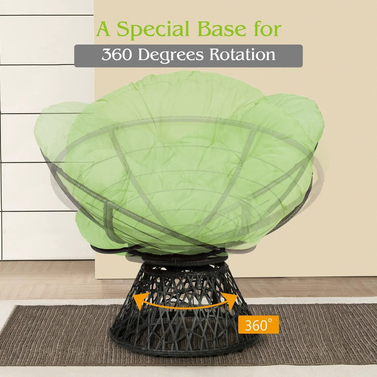 Rattan Papasan Chair Ergonomic 360-degree Swivel Soft Cushion Garden, photo 24 of 24