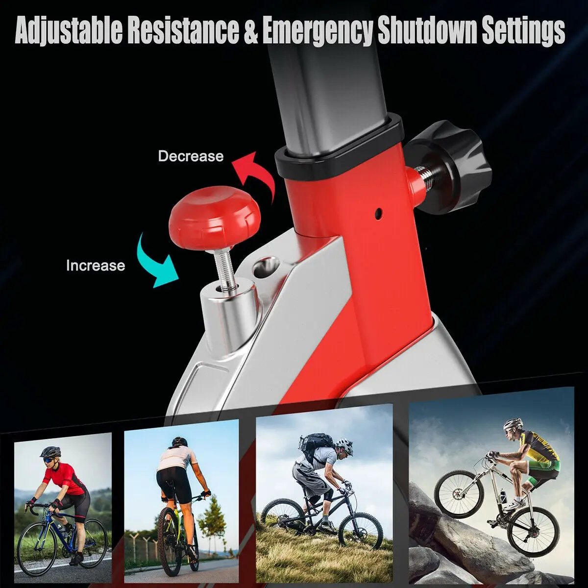 Stationary Silent Belt Adjustable Exercise Bike with Phone Holder and Electronic Display, photo 4 of 16
