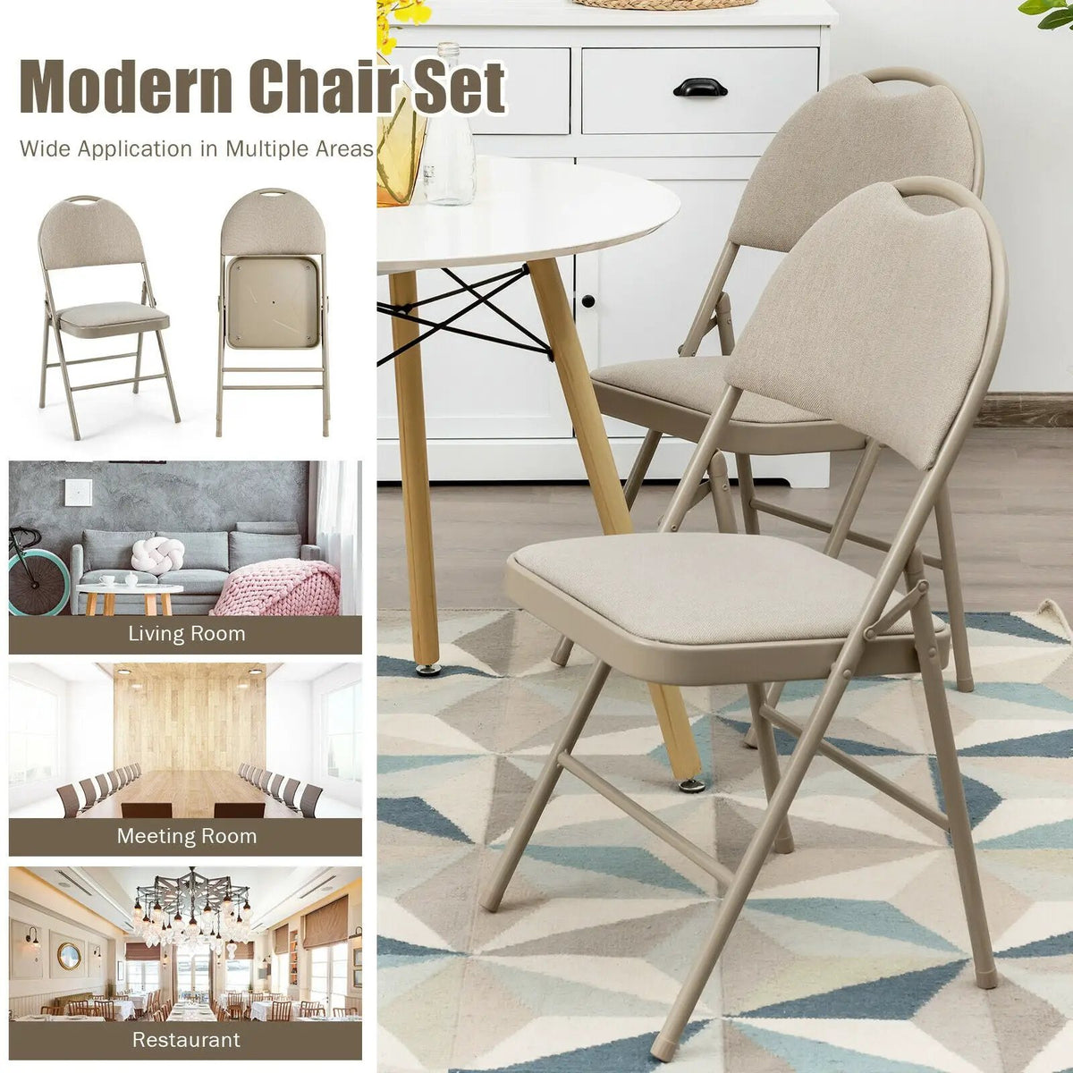 Set of 6 Folding Fabric Upholstered Metal Chairs, photo 16 of 16