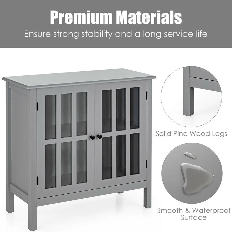 Glass Door Sideboard Console Storage Buffet Cabinet by DirectDeals