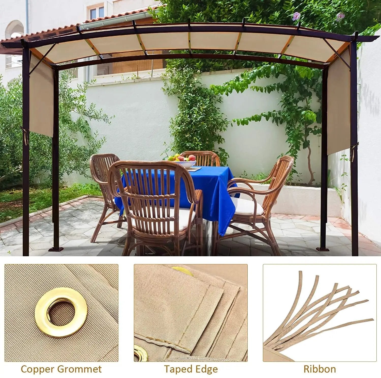 Outdoor Canopy Shade Cover with Copper Grommets & 4 Straps by DirectDeals