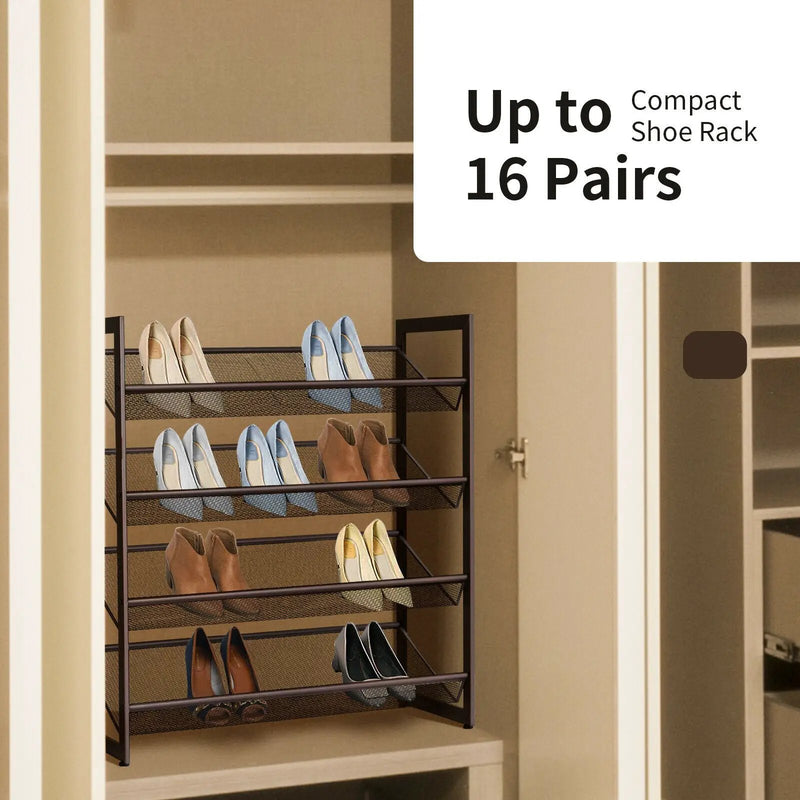 2/3/4 Tiers Flat and Slant Metal Shoe Rack for Entryway Hallway-4-Tier by DirectDeals