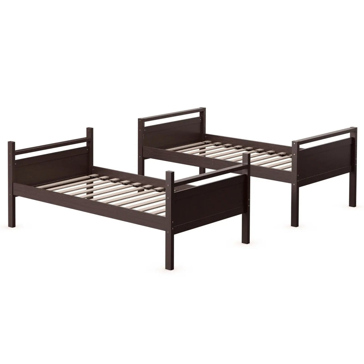 Twin Over Twin Bunk Bed Convertible 2 Individual Beds Wooden, photo 7 of 10