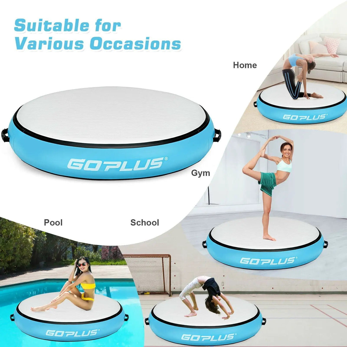 40 Inch Inflatable Round Gymnastic Mat with Electric Pump, photo 17 of 24