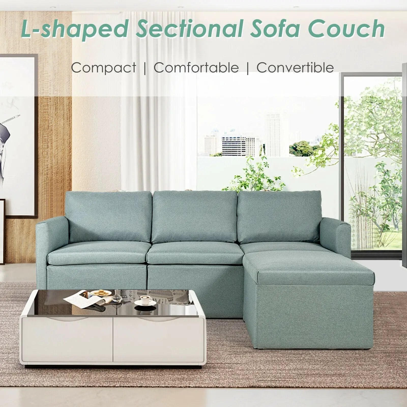 Convertible L-Shaped Sectional Sofa Couch with Reversible Chaise by DirectDeals