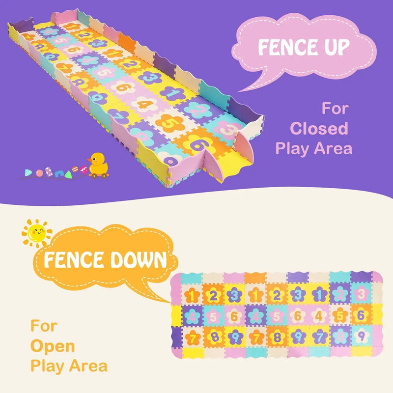75 Pieces Baby Foam Interlocking Play Mat with Fence with Detachable Numbers by DirectDeals