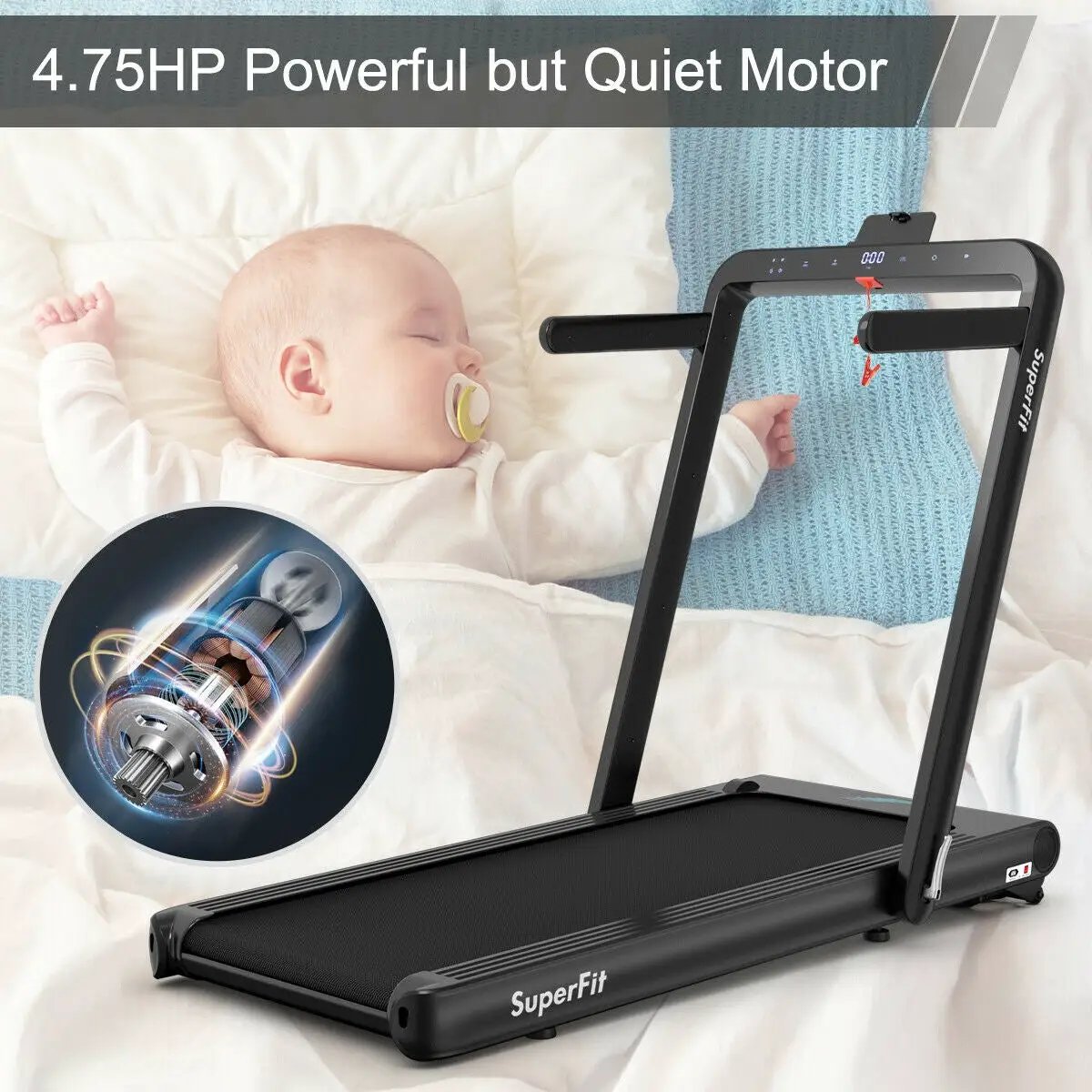 4.75HP 2 In 1 Folding Treadmill with Remote APP Control, photo 7 of 13