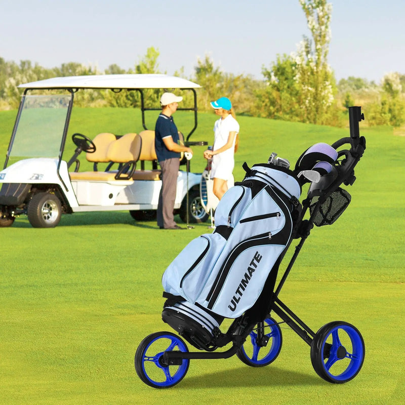 Folding 3 Wheels Golf Push Cart with Brake Scoreboard Adjustable Handle by DirectDeals