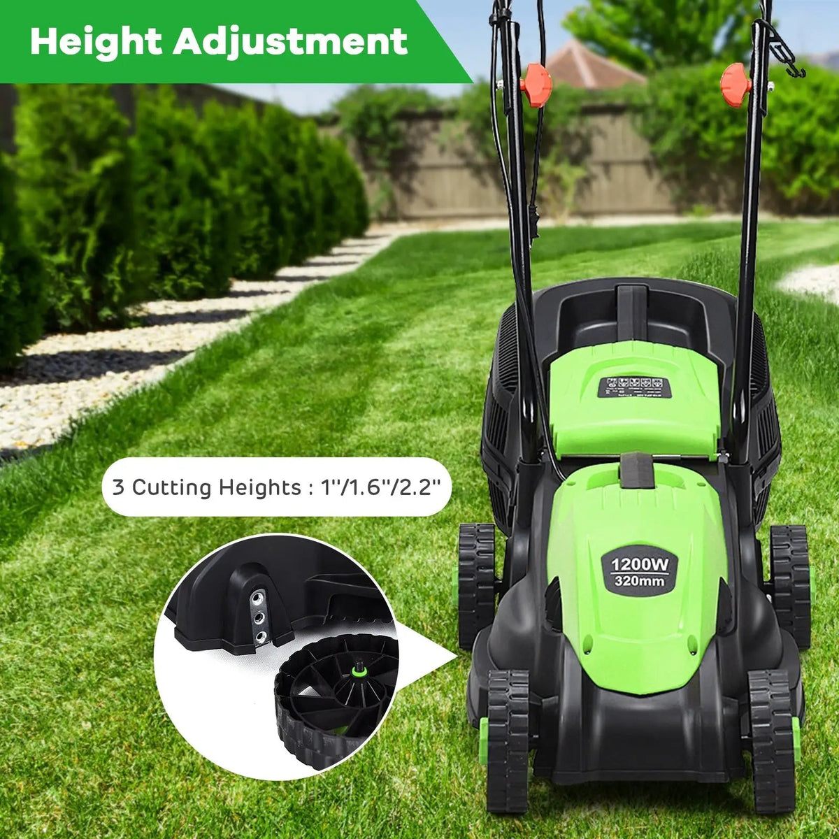 13 Inch Electric Push Lawn Corded Mower with Grass Bag, photo 6 of 9