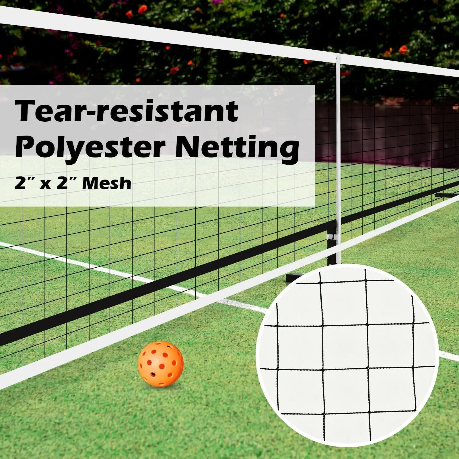 22 Feet Portable Pickleball Net Set System with Carry Bag for Indoor Outdoor Game by DirectDeals